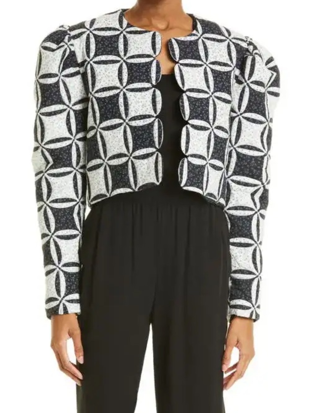 Sea New York Black and White Geometric Cropped Jacket